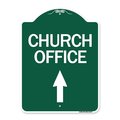 Amistad 18 x 24 in. Designer Series Sign - Church Office with Up Arrow, Green & White AM2049835